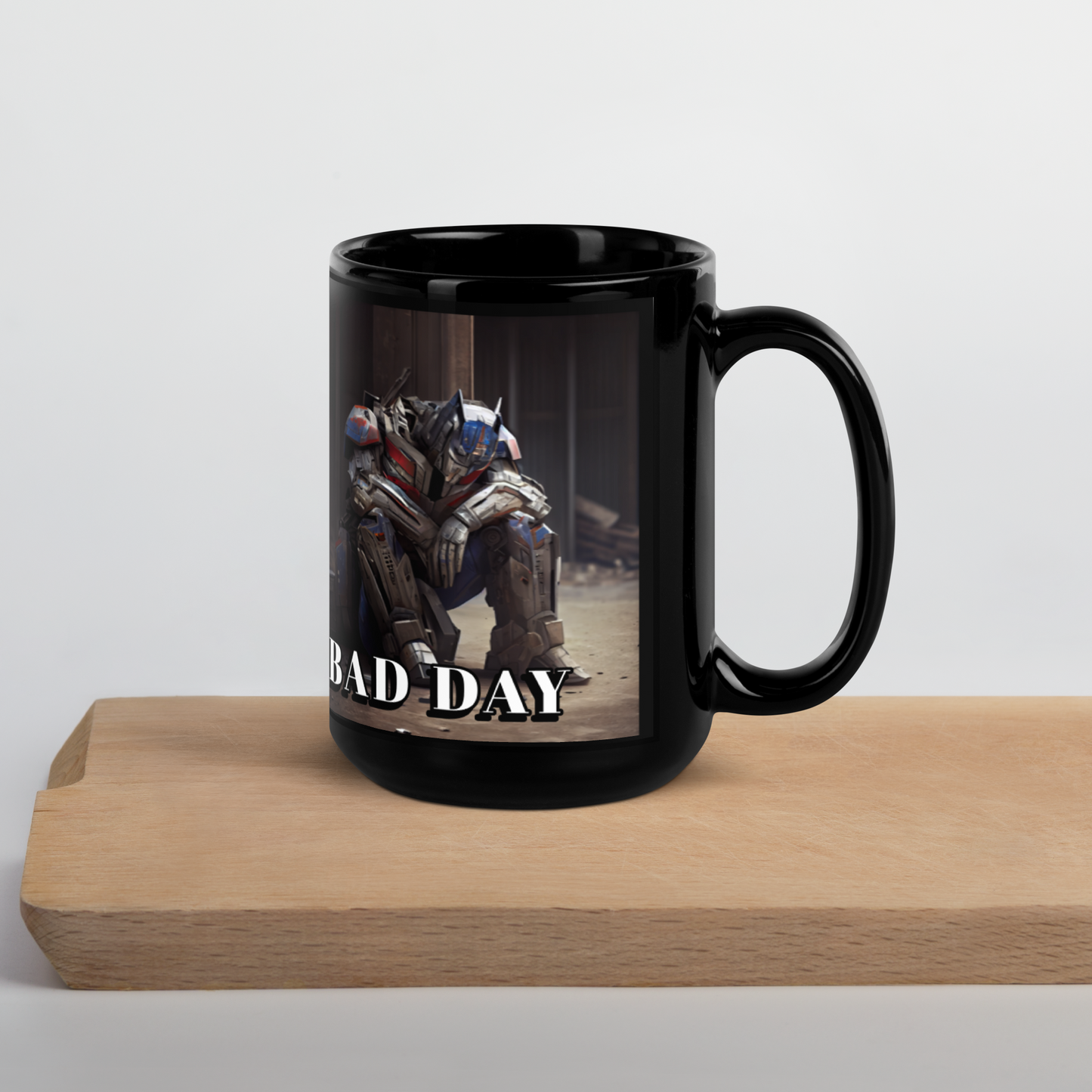Optimus Prime having a Bad Day Black Glossy Mug
