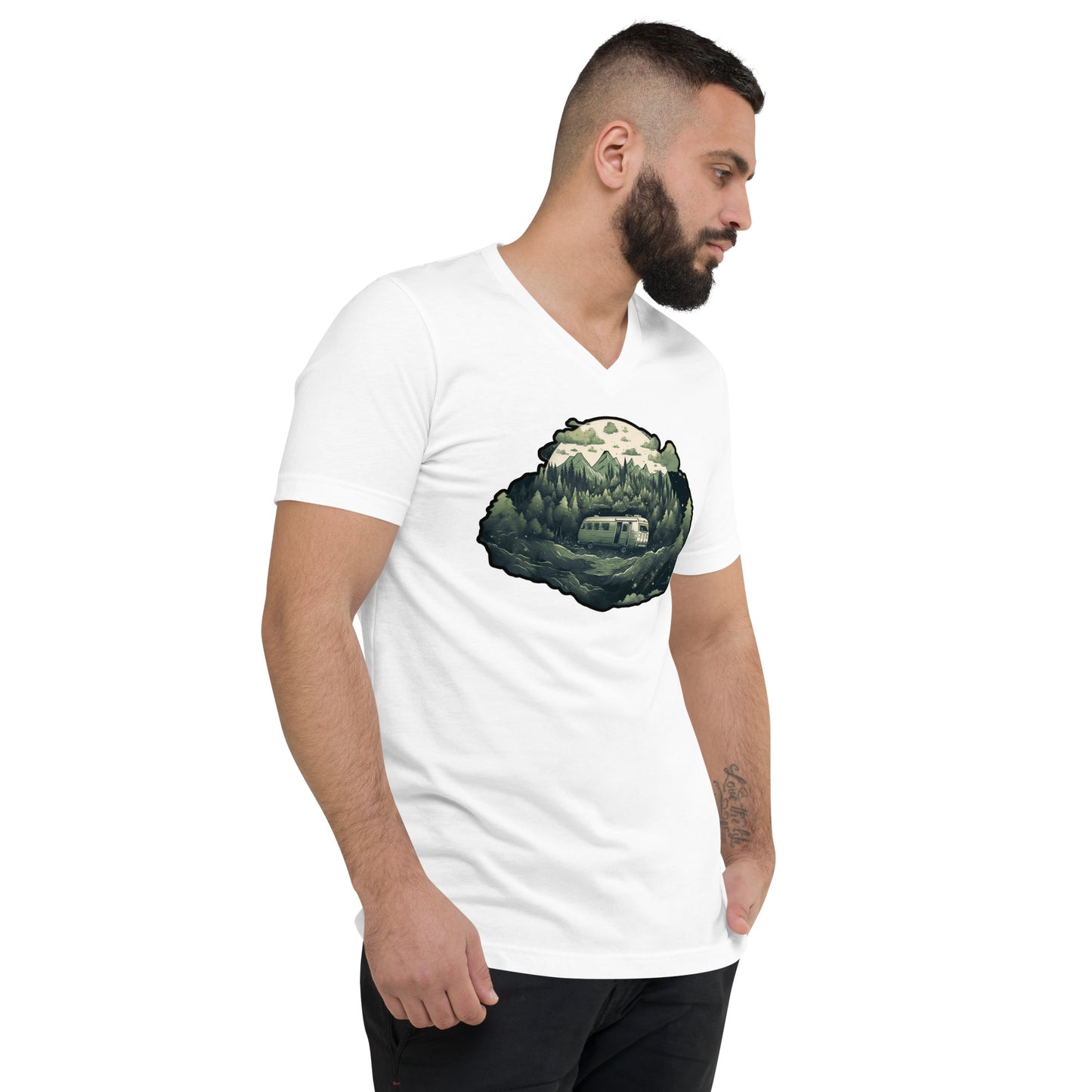 In the woods Unisex Short Sleeve V-Neck T-Shirt