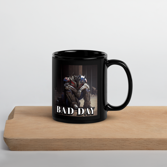 Optimus Prime having a Bad Day Black Glossy Mug