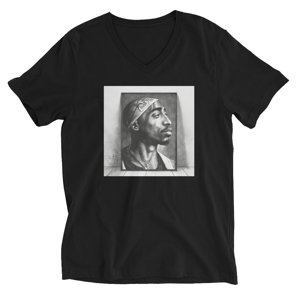 Gothic Tupac Framed Unisex Short Sleeve V-Neck T-Shirt