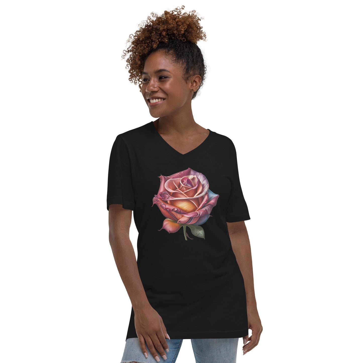 Signature Rose Short Sleeve V-Neck T-Shirt