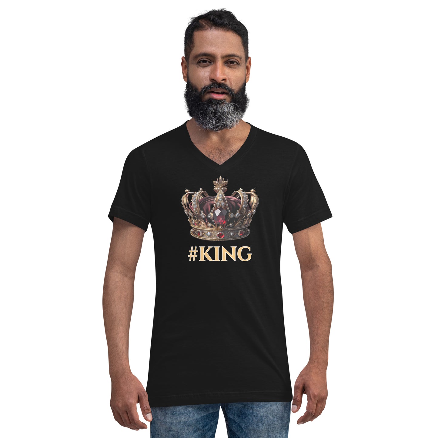 #KING Unisex Short Sleeve V-Neck T-Shirt