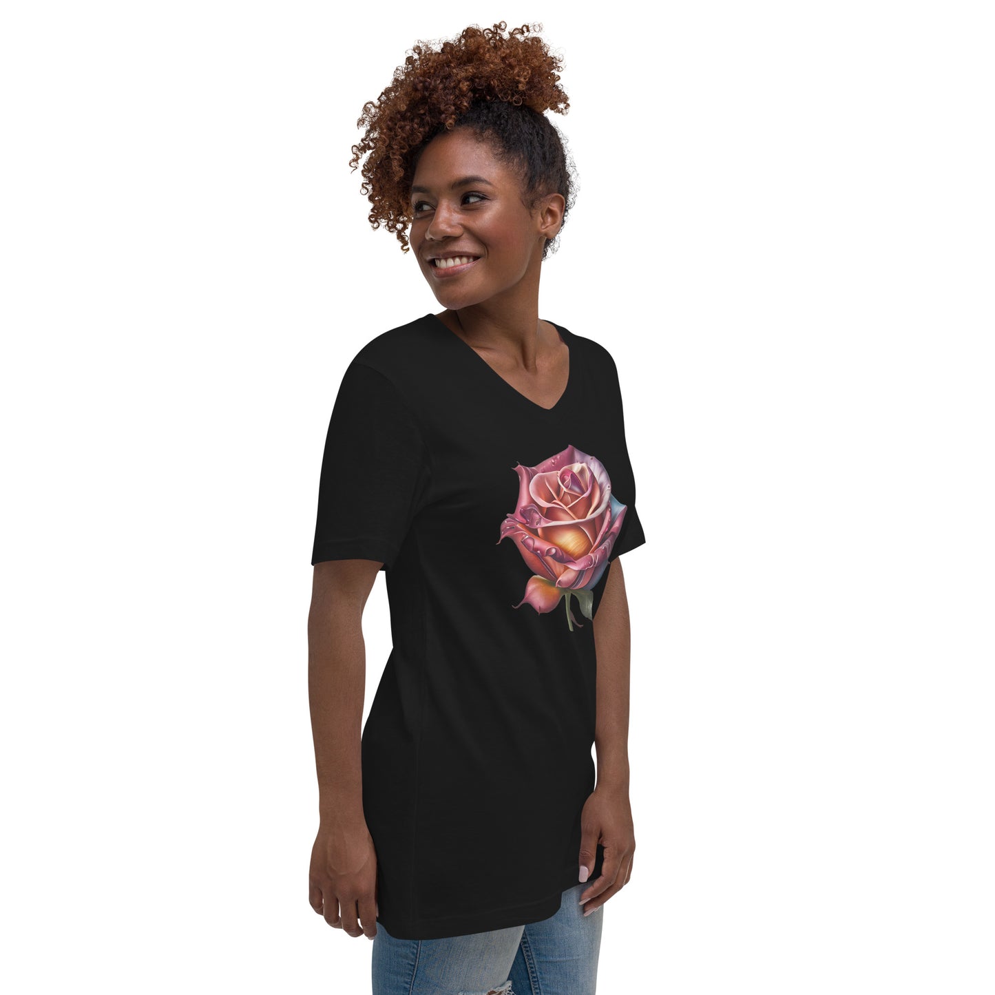 Signature Rose Short Sleeve V-Neck T-Shirt