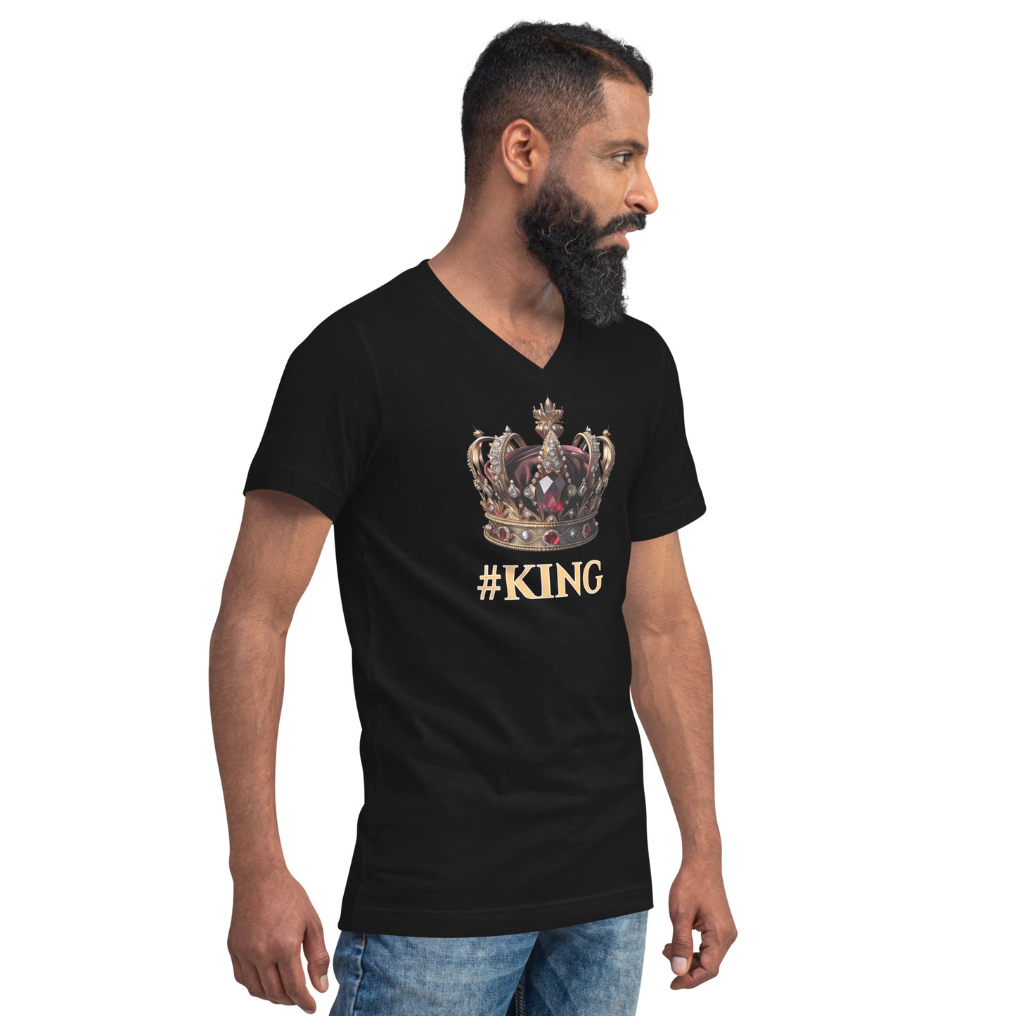 #KING Unisex Short Sleeve V-Neck T-Shirt