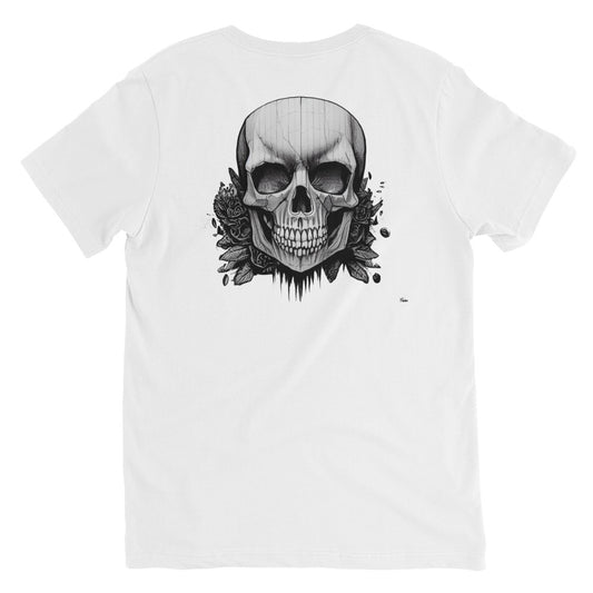 Stylized Skull Unisex Short Sleeve V-Neck T-Shirt