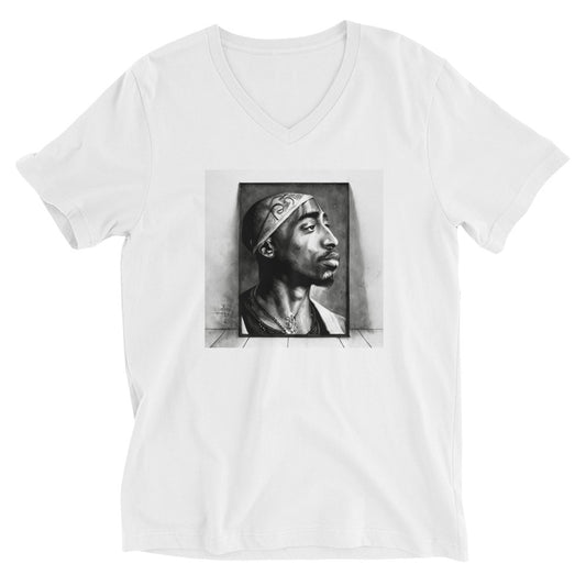 Gothic Tupac Framed Unisex Short Sleeve V-Neck T-Shirt