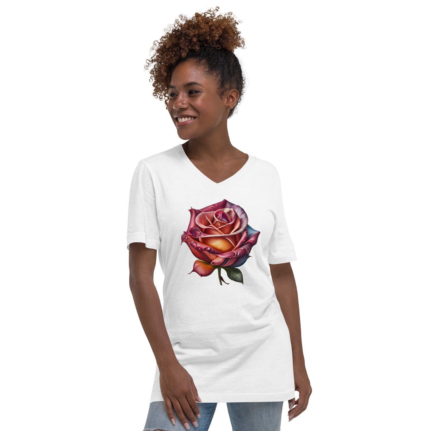 Signature Rose Short Sleeve V-Neck T-Shirt