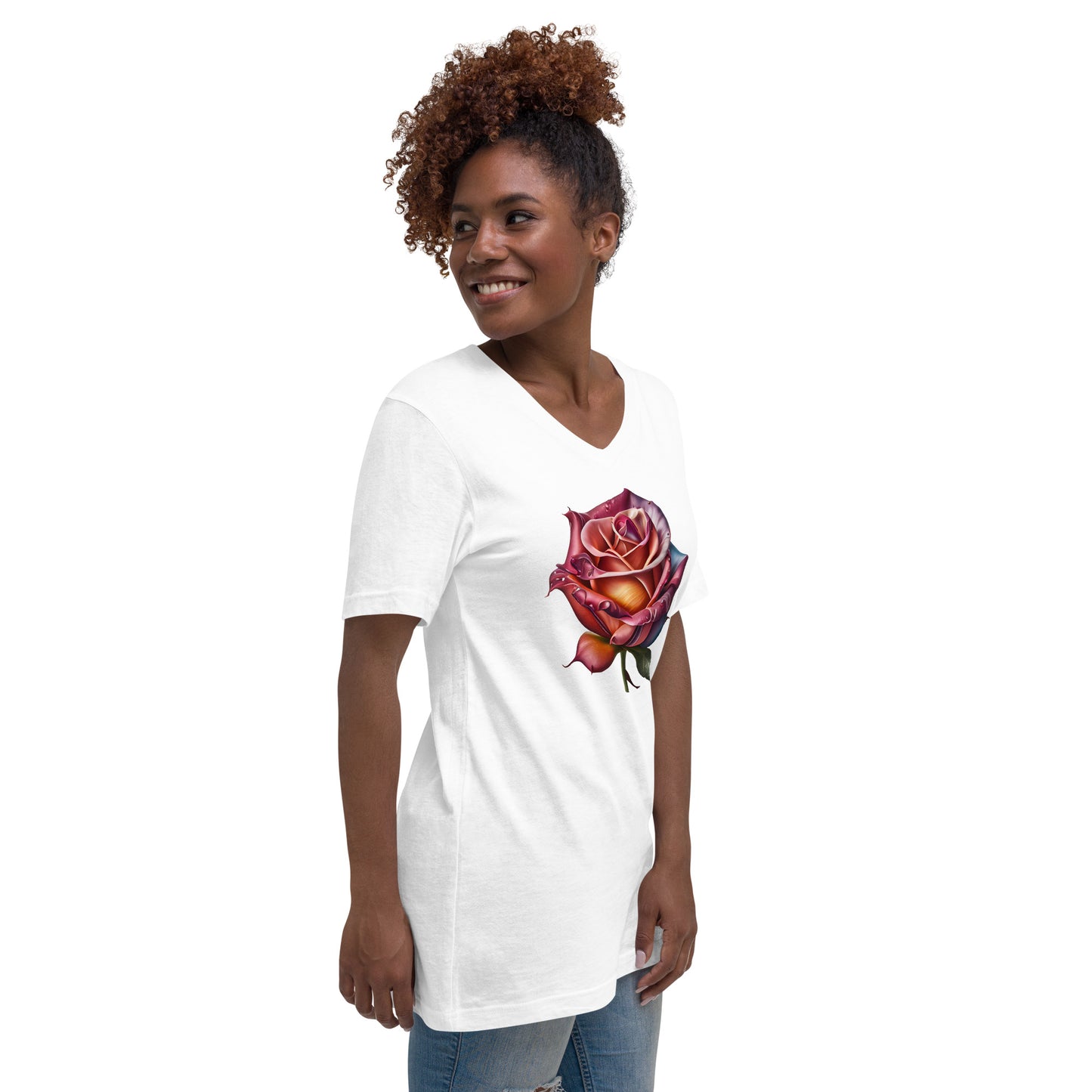 Signature Rose Short Sleeve V-Neck T-Shirt