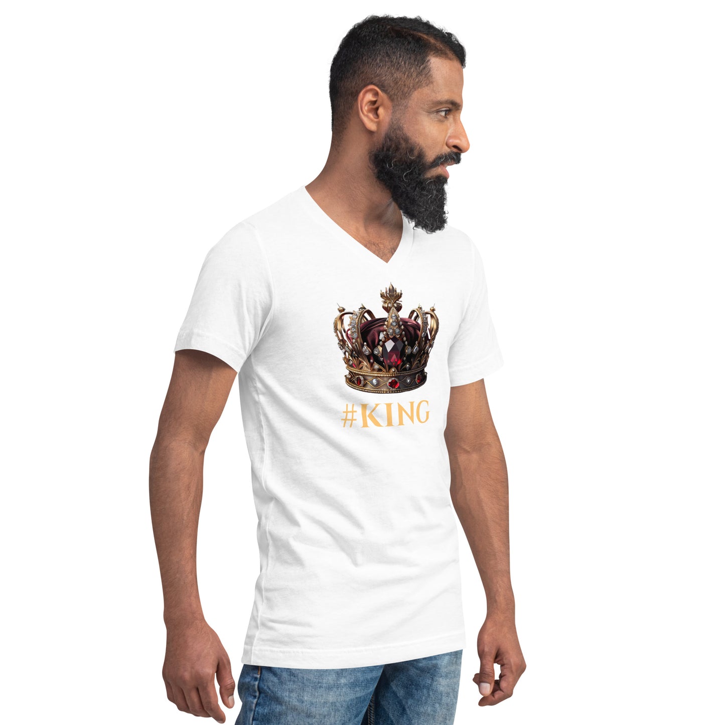 #KING Unisex Short Sleeve V-Neck T-Shirt