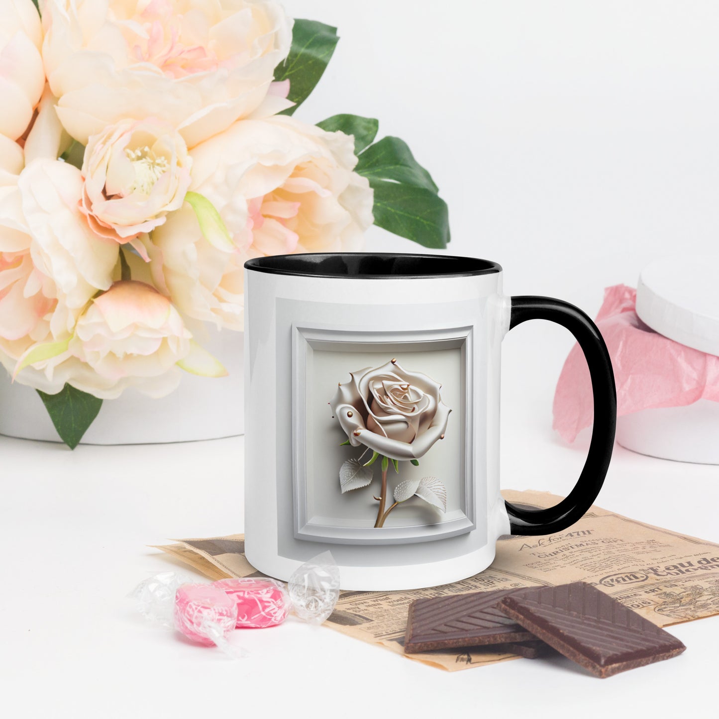 Unique Rose Mug with Color Inside