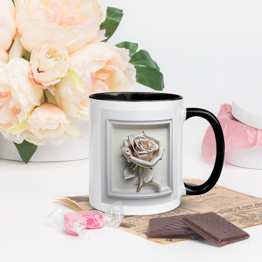 Unique Rose Mug with Color Inside