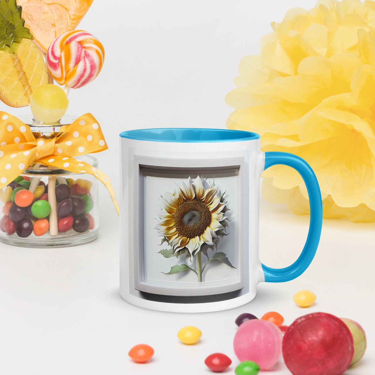 Hybrid Sunflower Frame Mug with Color Inside
