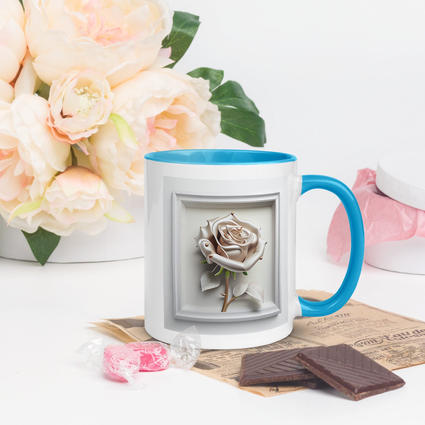 Unique Rose Mug with Color Inside