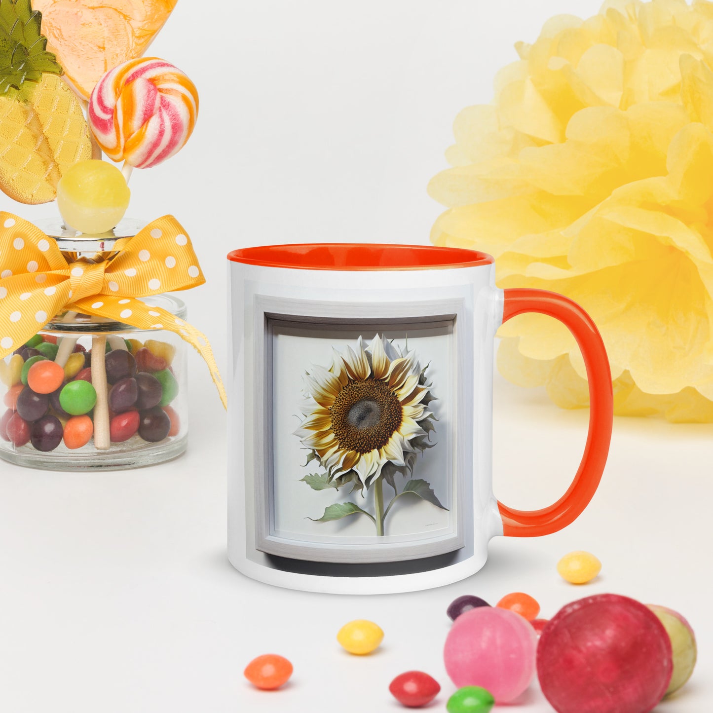 Hybrid Sunflower Frame Mug with Color Inside