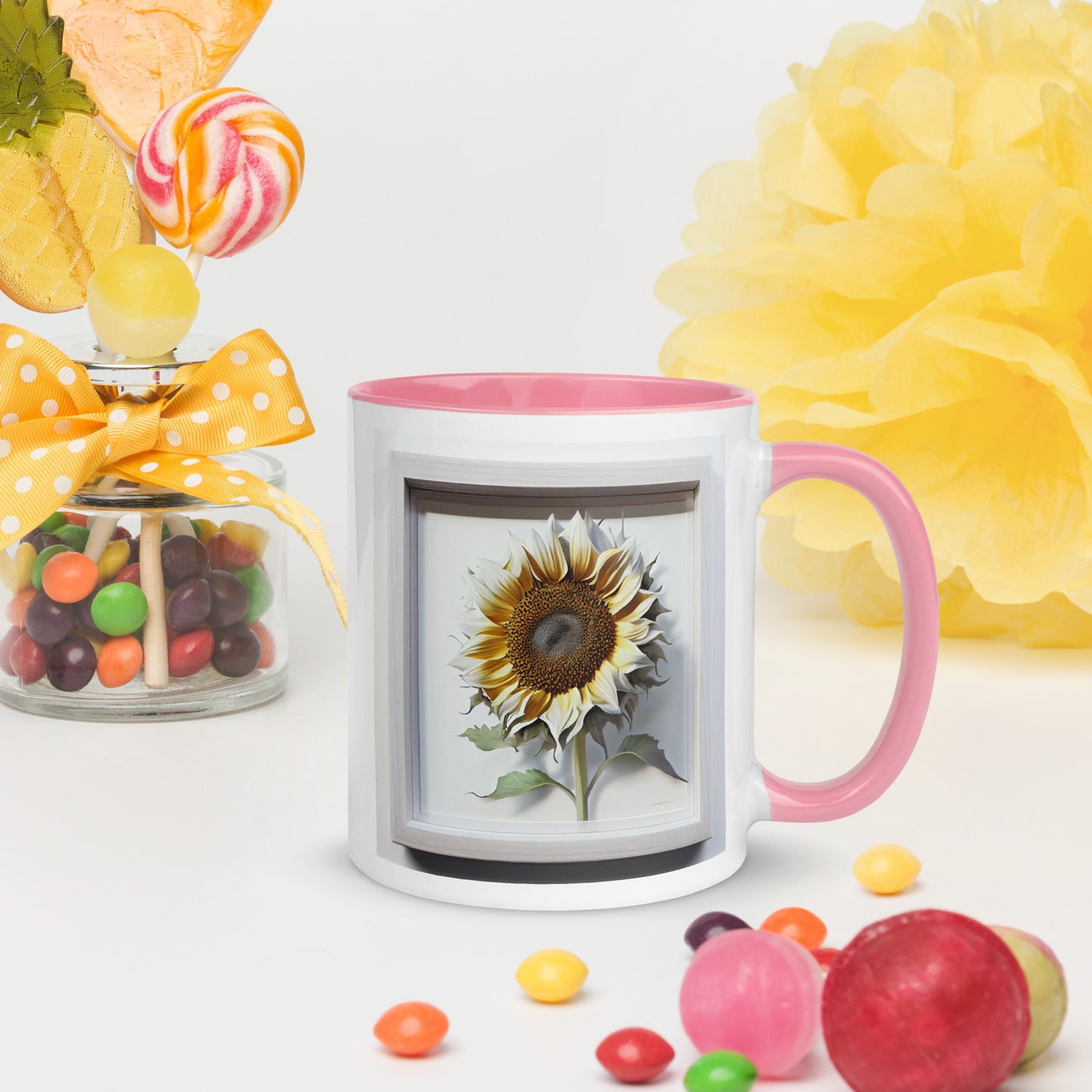 Hybrid Sunflower Frame Mug with Color Inside