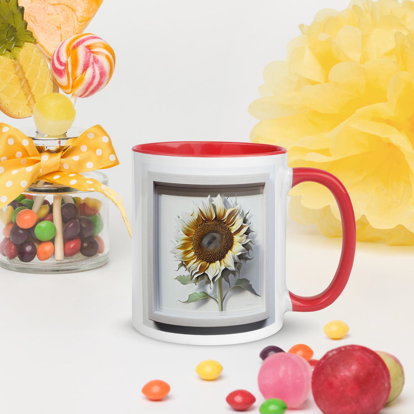Hybrid Sunflower Frame Mug with Color Inside