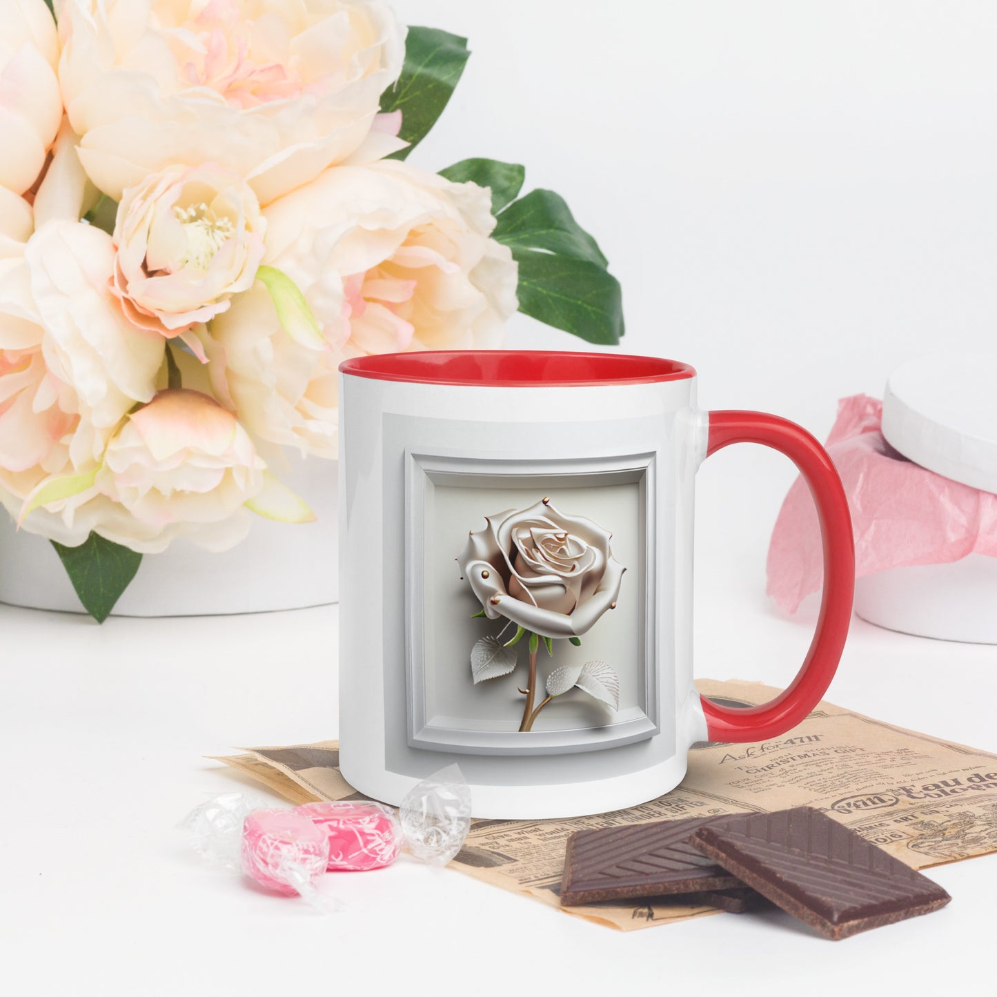 Unique Rose Mug with Color Inside