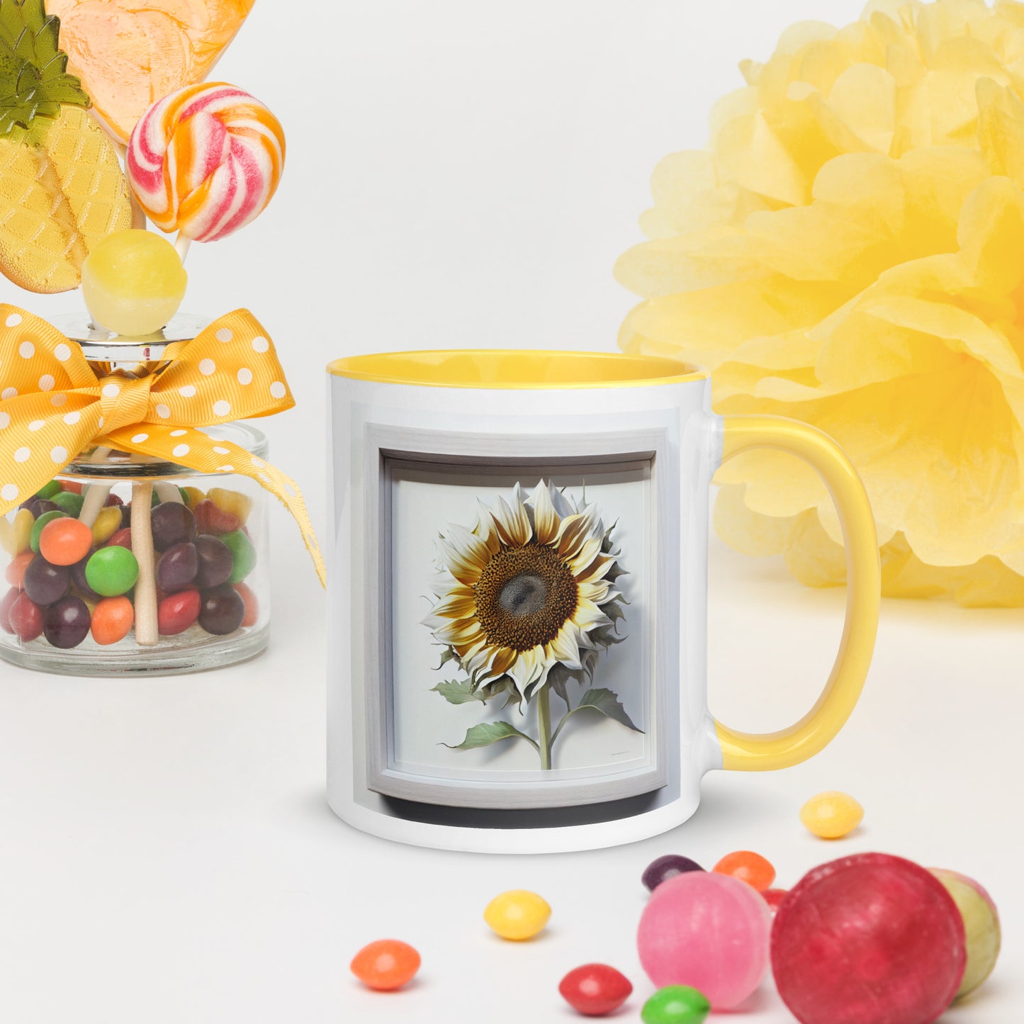 Hybrid Sunflower Frame Mug with Color Inside