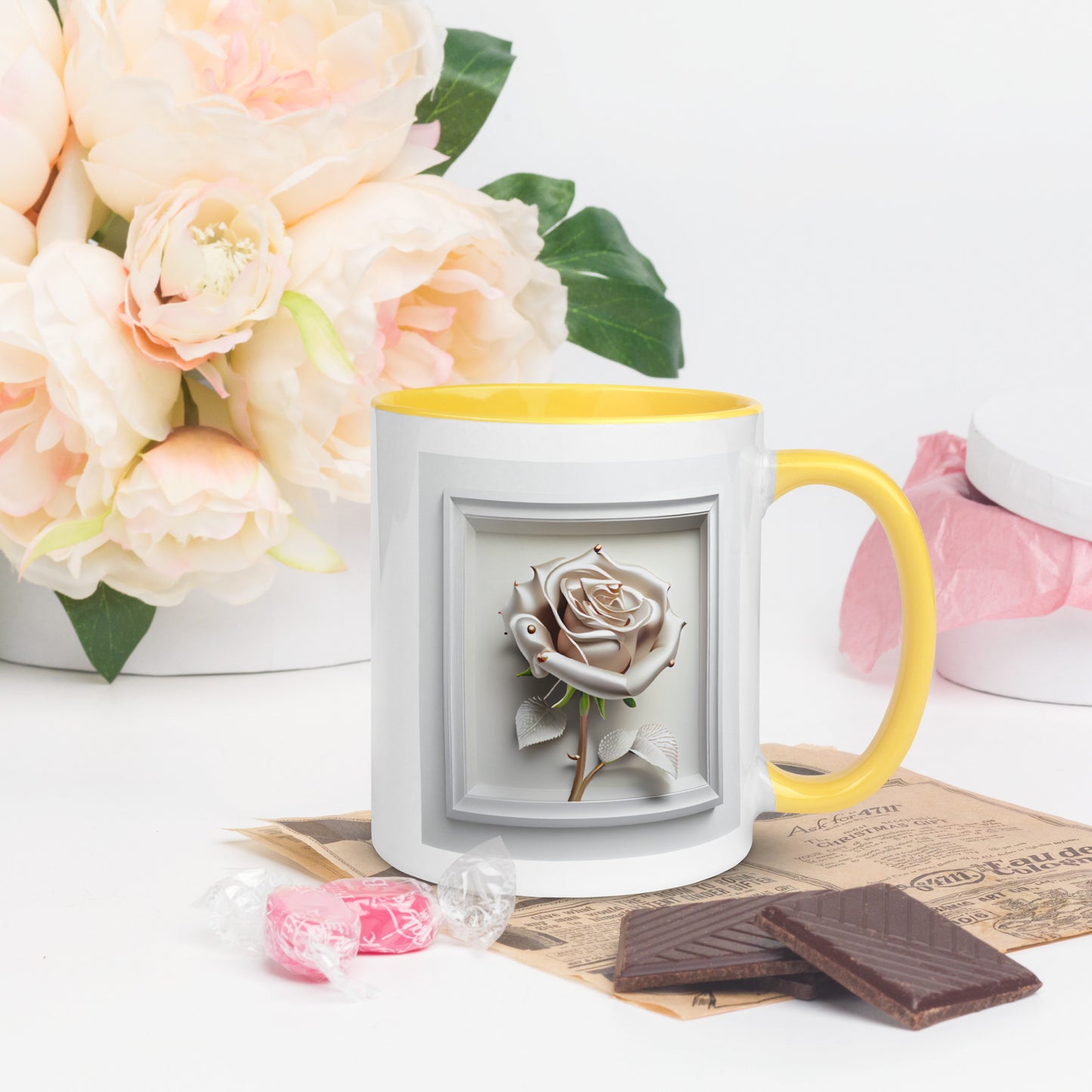 Unique Rose Mug with Color Inside